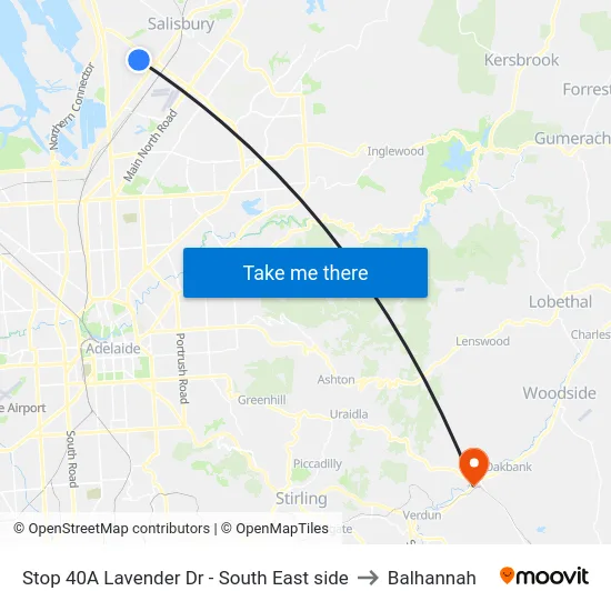 Stop 40A Lavender Dr - South East side to Balhannah map