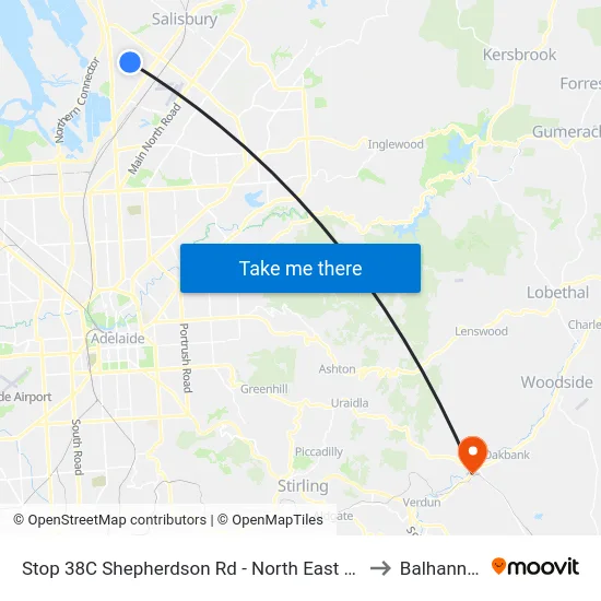 Stop 38C Shepherdson Rd - North East side to Balhannah map