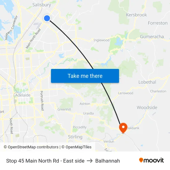 Stop 45 Main North Rd - East side to Balhannah map