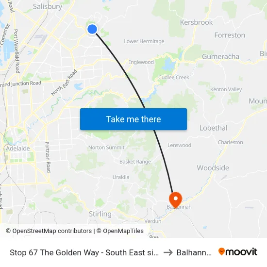 Stop 67 The Golden Way - South East side to Balhannah map