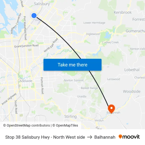Stop 38 Salisbury Hwy - North West side to Balhannah map