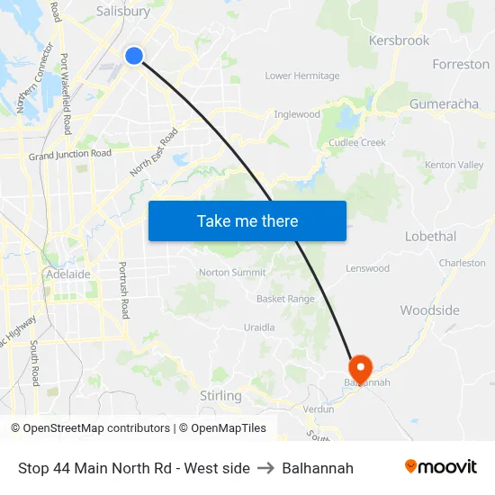 Stop 44 Main North Rd - West side to Balhannah map