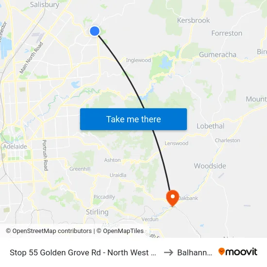 Stop 55 Golden Grove Rd - North West side to Balhannah map