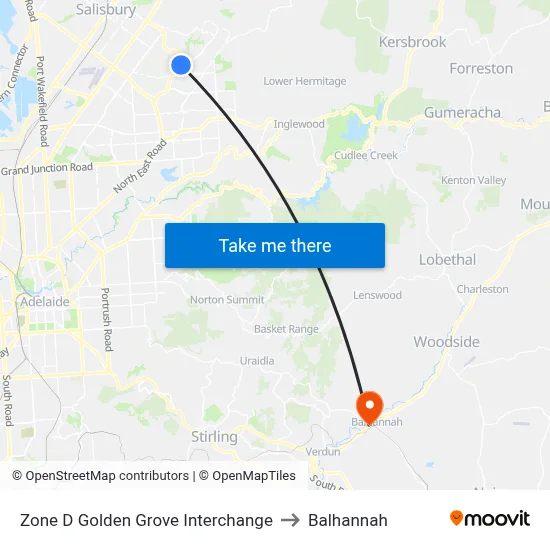 Zone D Golden Grove Interchange to Balhannah map