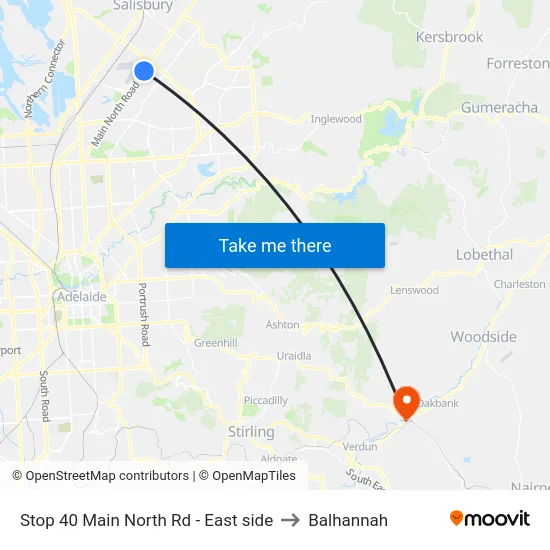 Stop 40 Main North Rd - East side to Balhannah map