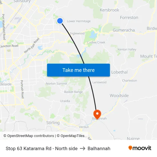 Stop 63 Katarama Rd - North side to Balhannah map
