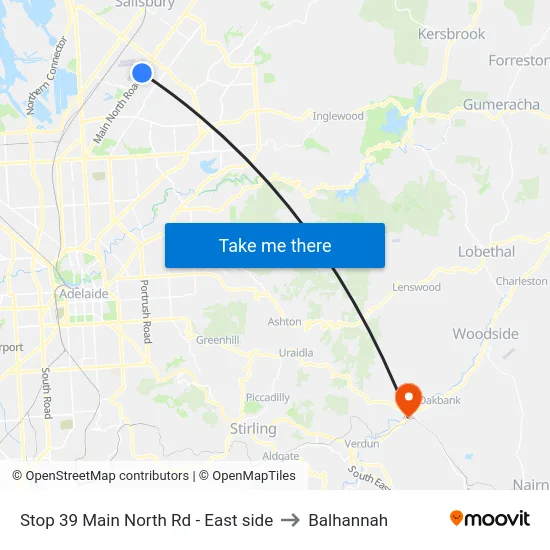 Stop 39 Main North Rd - East side to Balhannah map
