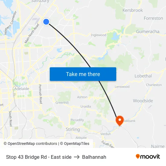 Stop 43 Bridge Rd - East side to Balhannah map