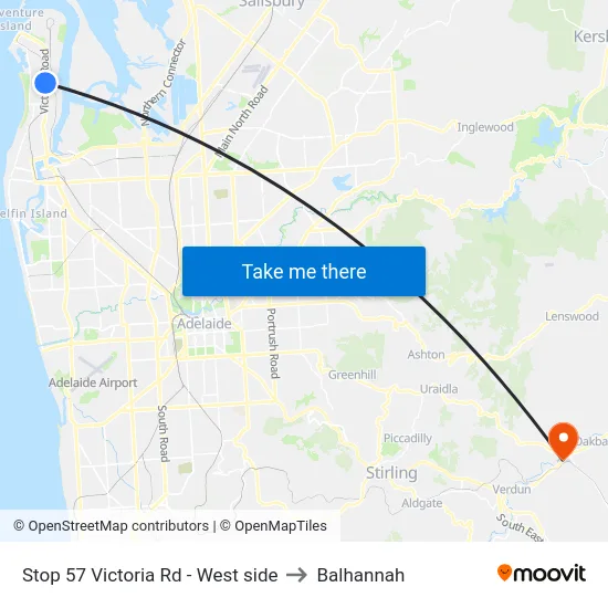 Stop 57 Victoria Rd - West side to Balhannah map