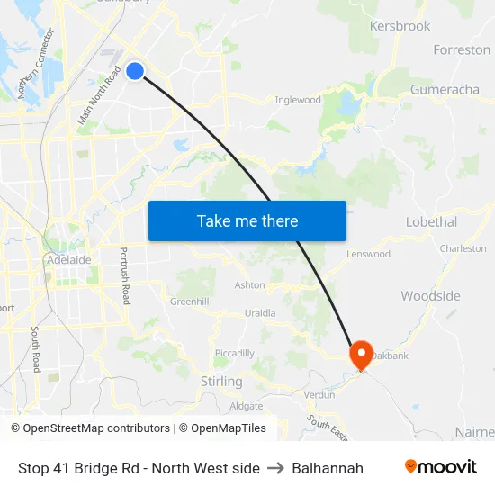 Stop 41 Bridge Rd - North West side to Balhannah map