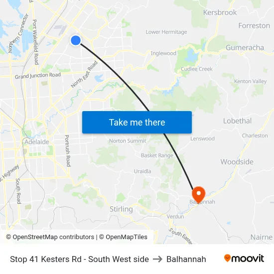 Stop 41 Kesters Rd - South West side to Balhannah map