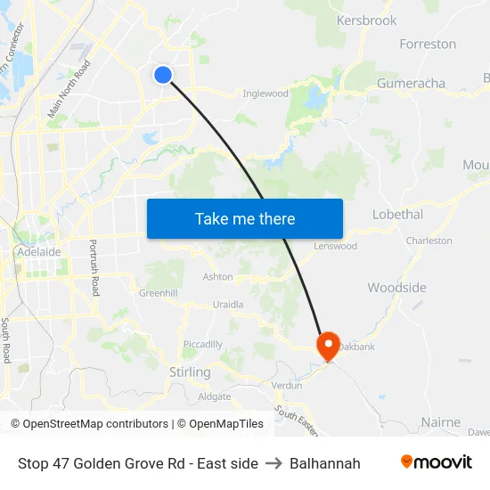 Stop 47 Golden Grove Rd - East side to Balhannah map
