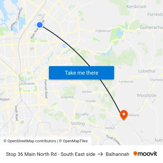 Stop 36 Main North Rd - South East side to Balhannah map