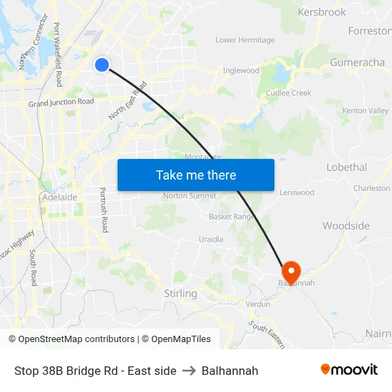 Stop 38B Bridge Rd - East side to Balhannah map