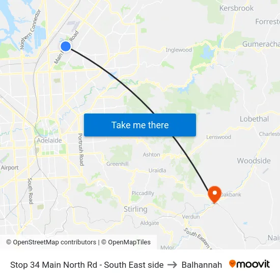 Stop 34 Main North Rd - South East side to Balhannah map