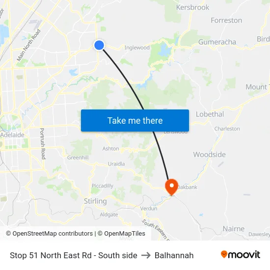 Stop 51 North East Rd - South side to Balhannah map