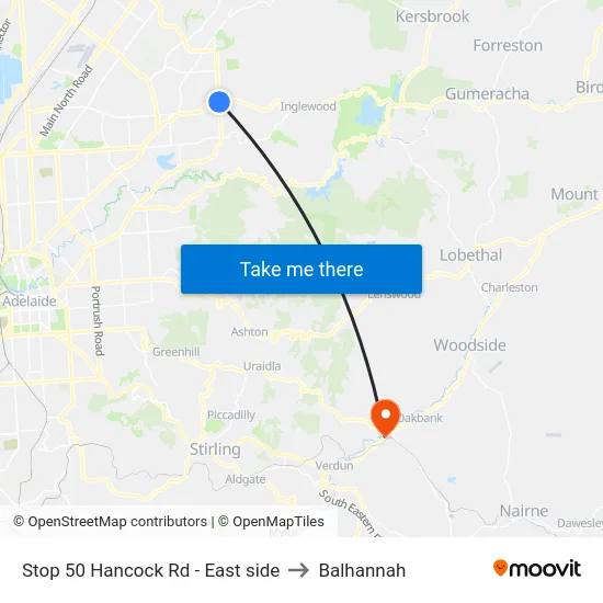 Stop 50 Hancock Rd - East side to Balhannah map