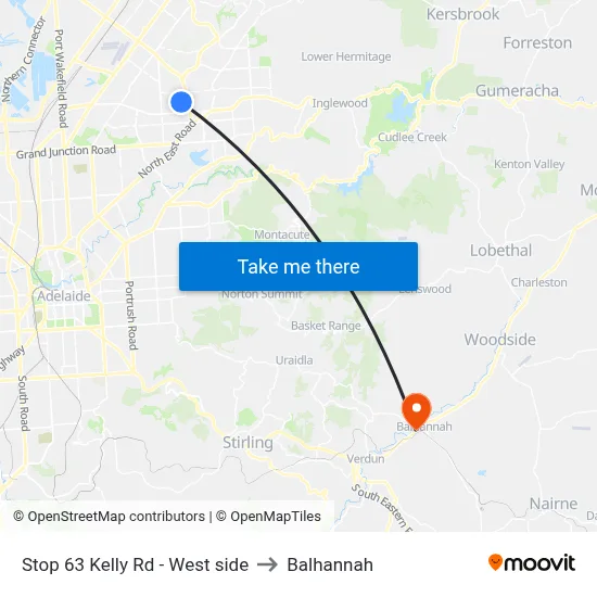 Stop 63 Kelly Rd - West side to Balhannah map