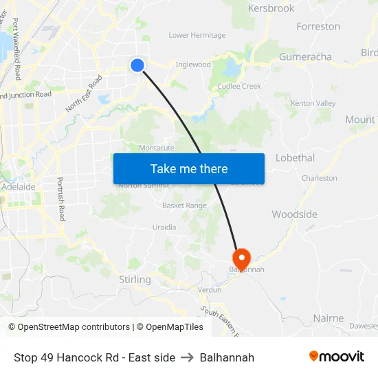 Stop 49 Hancock Rd - East side to Balhannah map