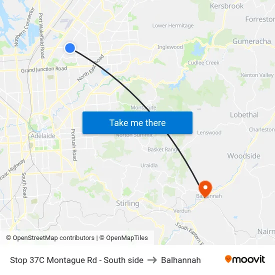 Stop 37C Montague Rd - South side to Balhannah map