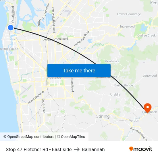 Stop 47 Fletcher Rd - East side to Balhannah map