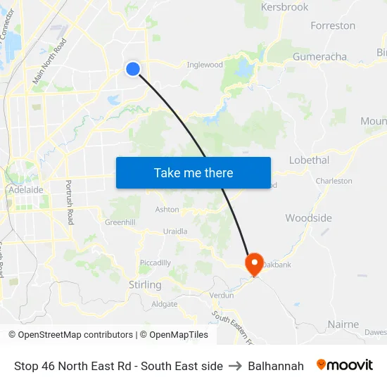 Stop 46 North East Rd - South East side to Balhannah map