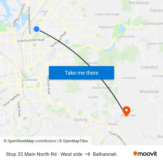 Stop 32 Main North Rd - West side to Balhannah map