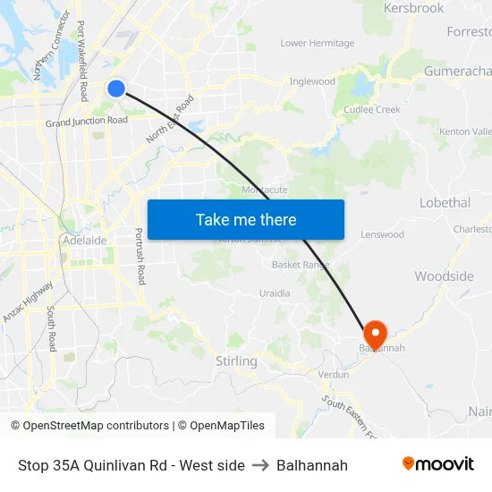 Stop 35A Quinlivan Rd - West side to Balhannah map