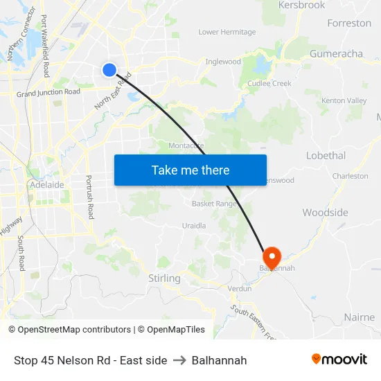 Stop 45 Nelson Rd - East side to Balhannah map