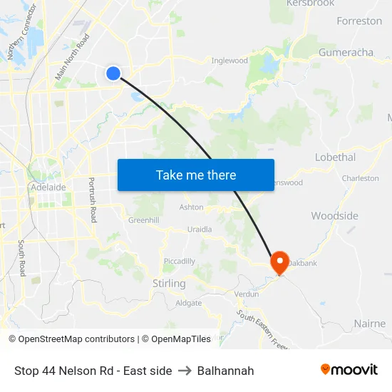 Stop 44 Nelson Rd - East side to Balhannah map