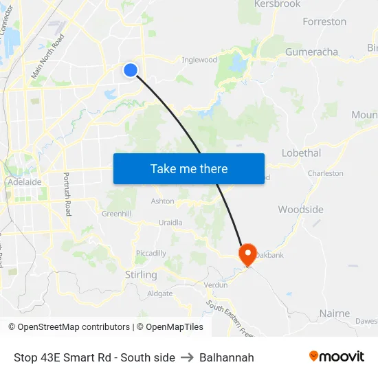 Stop 43E Smart Rd - South side to Balhannah map