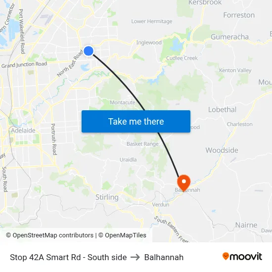 Stop 42A Smart Rd - South side to Balhannah map
