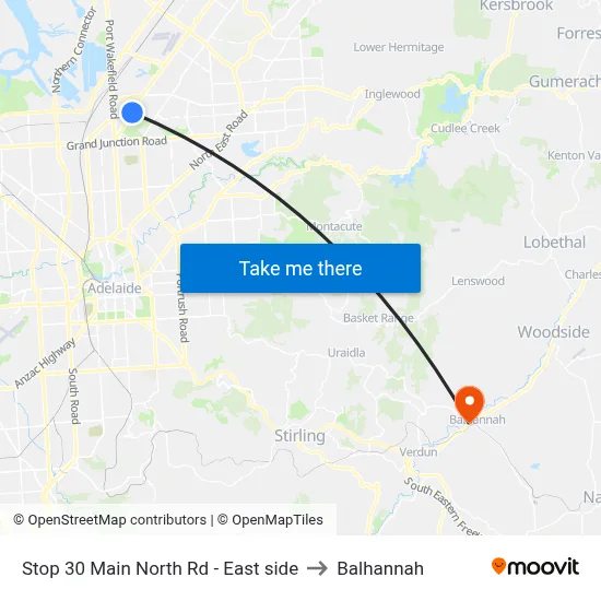 Stop 30 Main North Rd - East side to Balhannah map