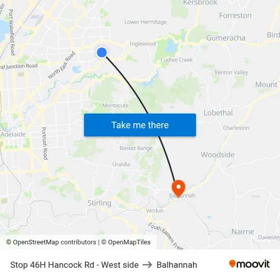 Stop 46H Hancock Rd - West side to Balhannah map