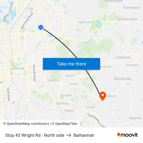 Stop 43 Wright Rd - North side to Balhannah map