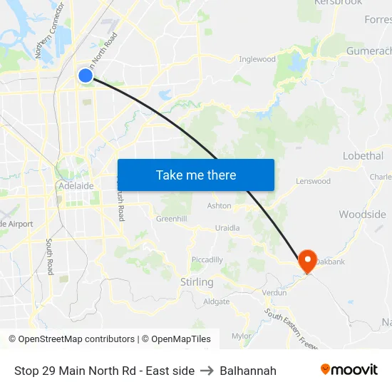 Stop 29 Main North Rd - East side to Balhannah map