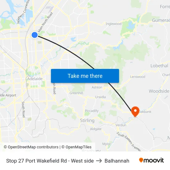 Stop 27 Port Wakefield Rd - West side to Balhannah map