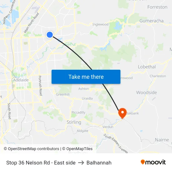Stop 36 Nelson Rd - East side to Balhannah map