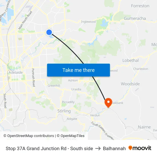 Stop 37A Grand Junction Rd - South side to Balhannah map
