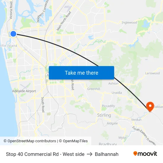Stop 40 Commercial Rd - West side to Balhannah map