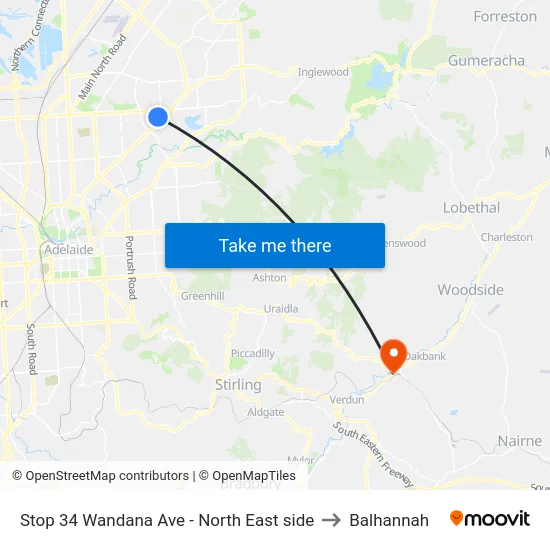 Stop 34 Wandana Ave - North East side to Balhannah map