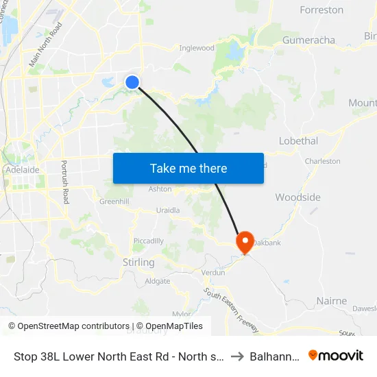 Stop 38L Lower North East Rd - North side to Balhannah map