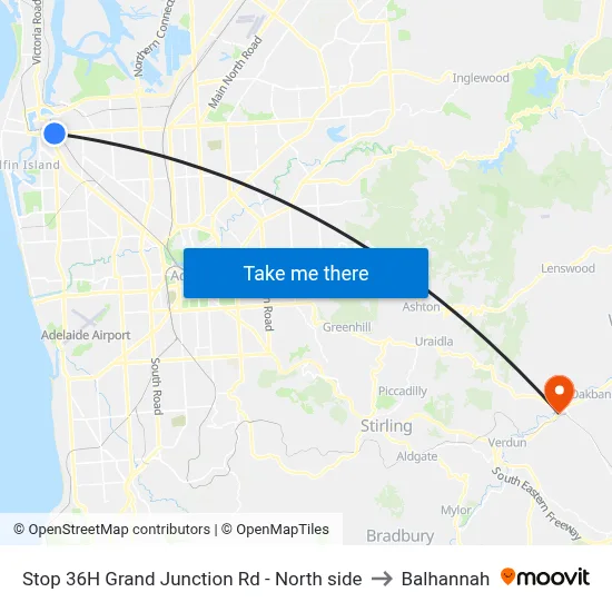 Stop 36H Grand Junction Rd - North side to Balhannah map
