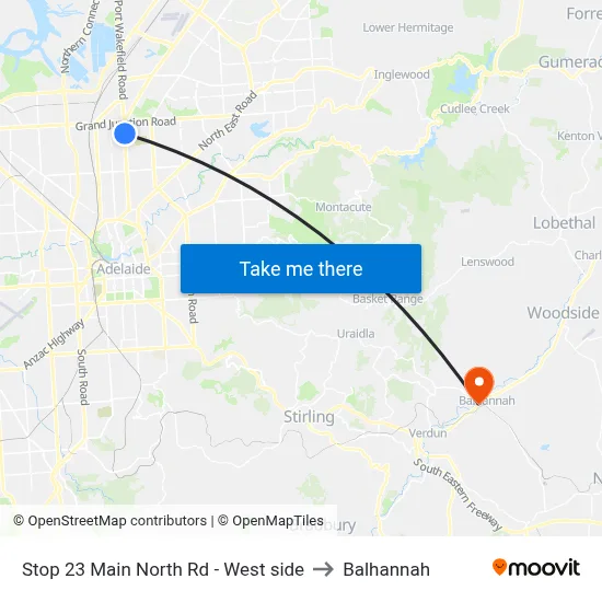 Stop 23 Main North Rd - West side to Balhannah map