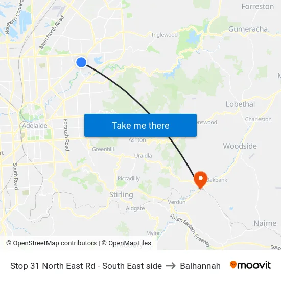 Stop 31 North East Rd - South East side to Balhannah map