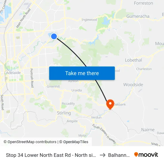 Stop 34 Lower North East Rd - North side to Balhannah map