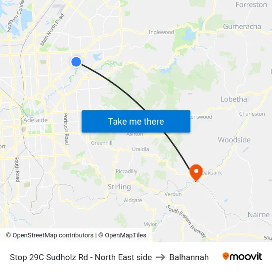 Stop 29C Sudholz Rd - North East side to Balhannah map