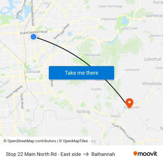 Stop 22 Main North Rd - East side to Balhannah map