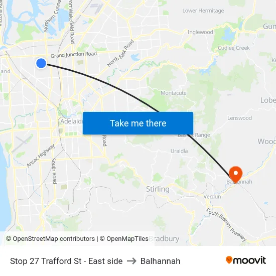 Stop 27 Trafford St - East side to Balhannah map