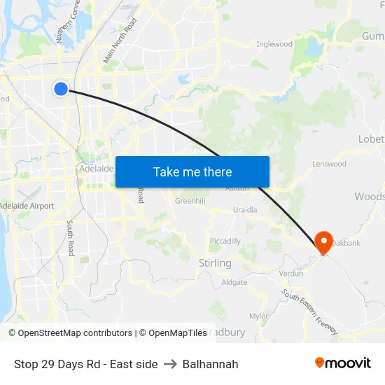 Stop 29 Days Rd - East side to Balhannah map